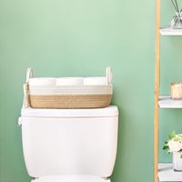 Vente chaude petit coton panier de rangement pour toilette débardeur Boho salle de bain décor coton tissé corde toilette papier panier plateau