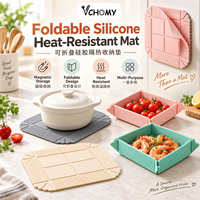 Sous-plat magnétique pliable en silicone, résistant à la chaleur, antidérapant, pour comptoir de cuisine, table, casseroles, bols et plats chauds