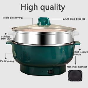 High End 2L <b>Non</b> <b>Stick</b> Electric <b>Pot</b> Tempered Glass Cover Household Hotel Use Temperature Control Multifunctional Steaming <b>Pot</b> - Product Image 3