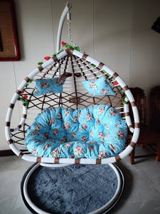 Chaise Papasan pivotante pour jardin et terrasse avec cadre en rotin tressé à 360 degrés et coussin - Product Image 5