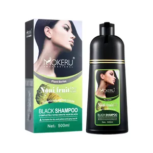 Manufacture MOKERU Fashion Black Hair Shampoo Fast Instant Magic Hair Dye High Quality Noni Extract Shampoo For Home Use