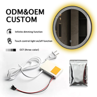 Miroir Lumineux LED 12W Haute Qualité avec Capteur Tactile Monobouton et Interrupteur Inductif de Transfert de Puissance avec Prise