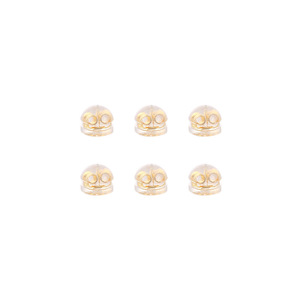 18k Gold Plated Silicone Earplugs Round Back <b>Plugs</b> For Earring Making 6 Pairs - Product Image 1