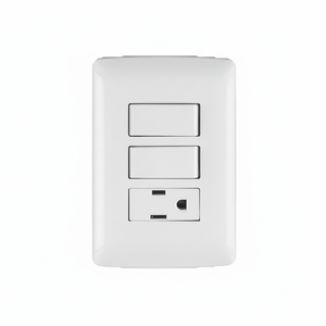 Scatola con 3 unità. Placca armata, contatto, 2 interruttori, bianco, linea italiana. - Product Image 1