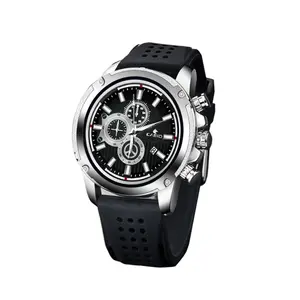 Factory Custom Logo Wholesale Black Silicone Watch Men Sport Quartz Chronograph New Quartz Watches