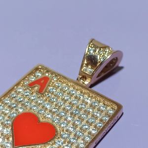 Collana ghiacciata con ciondolo in stile <span class=keywords><strong>asso</strong></span> di cuori in Moissanite colore VVS argento Sterling 925 personalizzato con ciondolo collana con ciondolo Rapper Hip Hop - Product Image 4