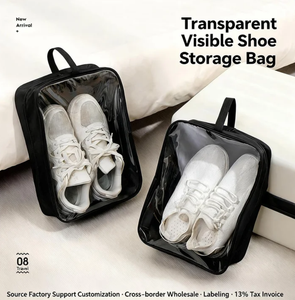 Sac à chaussures transparent imperméable, rangement portable pour chaussures de voyage avec poignée, pochette zippée anti-poussière pour le <span class=keywords><strong>sport</strong></span> et les trajets quotidiens - Product Image 2