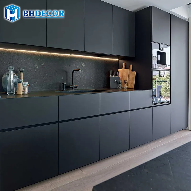 Kitchen Cabinet Custom High Gloss Glossy Plywood Hdf Board Hdpe Lacquer Solid Wood Acrylic Mdf Granite Modern Kitchen Cabinets