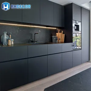 Tủ bếp tùy chỉnh độ bóng cao Glossy ván ép HDF Board HDPE sơn mài rắn gỗ Acrylic MDF Granite tủ bếp hiện đại