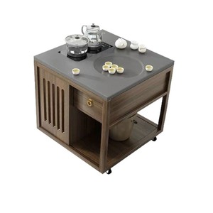 Solid Wood Tea <b>Table</b> <b>Small</b> Household Modern Chinese Style Movable Tea Brewing <b>Table</b> For Balcony Living Room Complete Set - Product Image 4