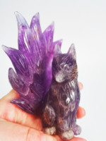 Pierre de guérison naturelle en cristal de haute qualité pour animaux, sculpture de renard à neuf queues pour cadeaux