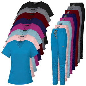 2024 nueva llegada Hot Pink Mango amarillo claro tejido de moda TRS elástico Scrub Scrunch pantalones pila pierna Hospital uniforme - Product Image 6