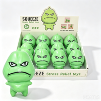 Jouet Squishy Citrouille Amère en Forme de Visage Enfurié, Jouet Anti-Stress Souple à Presser, Boîte de Présentation en Gros