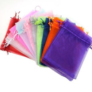 Stock en gros de pochettes en <span class=keywords><strong>organza</strong></span> colorées pour cadeaux de mariage, emballage de bijoux, sac à cordon, <span class=keywords><strong>sachet</strong></span>, logo, recyclable, violet, rose, blanc, <span class=keywords><strong>rouge</strong></span> - Product Image 1