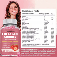 Complément de beauté végétalien : Gommes au collagène, biotine et kératine avec multivitamines pour la santé de la peau et la croissance des cheveux, saveur fraise, anti-âge