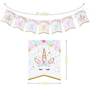 Unicorno forniture per <span class=keywords><strong>feste</strong></span> unicorno decorazioni per <span class=keywords><strong>feste</strong></span> <span class=keywords><strong>di</strong></span> <span class=keywords><strong>compleanno</strong></span> con Banner <span class=keywords><strong>di</strong></span> <span class=keywords><strong>compleanno</strong></span> unicorno palloncini torta Topper tagliabake candele - Product Image 3