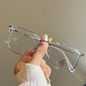 Monture de lunettes métalliques demi-cerclées Qianai, carrées, anti-lumière bleue, unisexe, taille moyenne, verres optiques en acétate - Product Image 5