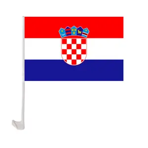 12x18 inci cetakan poliester disesuaikan bendera jendela mobil Kroasia dengan pemegang