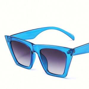Vente flash 2022, lunettes de soleil carrées à monture large rétro pour femmes, monture en plastique UV400, lunettes de soleil bleues œil de chat - Product Image 4