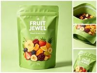 Op maat gemaakte staande ritssluitingszak van PET PE, hersluitbaar, voor gedroogd fruit, met gravure-digitaal drukwerk, kleine minimale bestelhoeveelheid voor het bewaren van snacks