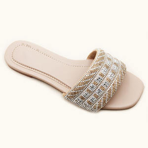 Gran oferta, zapatos decorativos hechos a mano con diamantes de lujo, <span class=keywords><strong>venta</strong></span> al por mayor, zapatillas de verano con punta abierta para mujer, zapatos planos cómodos informales para <span class=keywords><strong>la</strong></span> <span class=keywords><strong>playa</strong></span> - Product Image 2
