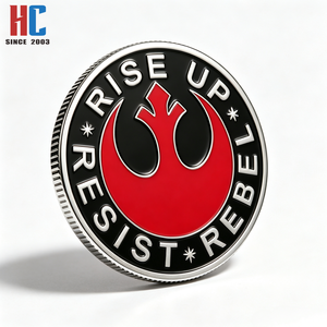 Pièce de monnaie commémorative de collection personnalisée en émail double face, thème Alliance Rebelle, avec <span class=keywords><strong>les</strong></span> messages 'Rise up' et 'Resist', style moderne - Product Image 4