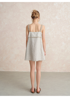 Robe d'été pour femme en lin à col mandarin vintage personnalisable, avec perles en bois, style A-line