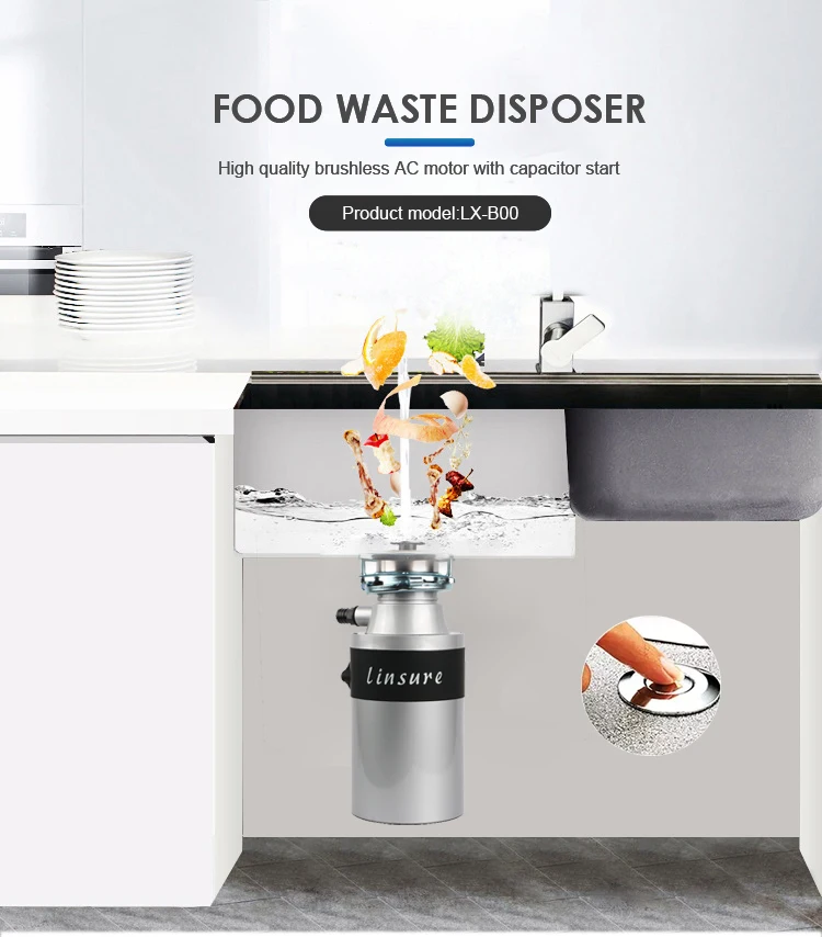 Under Sink Food Waste Disposer Waste Processing Machine Processor Independent Food Waste Crusher