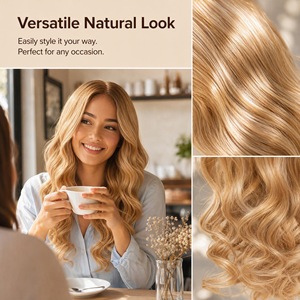 Peluca de Cabello Humano Rubio Miel con Frente de Encaje, Ondas Largas, Cabello Teñido con Raíces Oscuras, Línea de Cabello Natural para Mujeres - Product Image 3