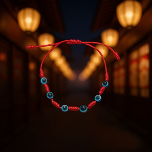 Angelina Six Eyes Bracelet Red String <b>Blue</b> <b>Beads</b> Adjustable Unisex Fashion Jewelry - Product Image 2