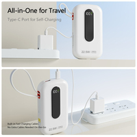 Batterie externe portable 10000mAh 20000mAh en promotion avec charge ultra-rapide 22.5W, 2 câbles intégrés, design léger et fin