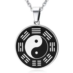 Yinyang — collier traditionnel chinois en acier inoxydable pour hommes, pendentif d'humeur, ODM, OEM