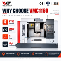 Centre d'usinage vertical 3 axes WOJIE VMC1160 avec norme CE, 24 outils pour l'usinage de composants de moules automobiles