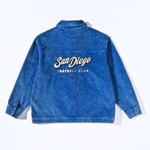 SUCRAM <strong>FFA</strong> Khaji Japanese Style Corduroy Motorcycle Association <strong>Jacket</strong> 100% Cotton Vintage Blue Embroidered Winter Stand Loose - Product Image 5