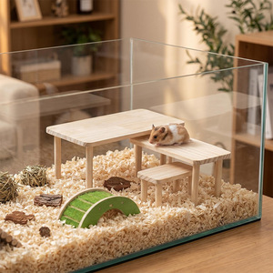 Plataforma de Madera de Dos Niveles para Hámster, Juguete de Madera Sólida para Interiores, Escondite para Escalar, Material Natural Ecológico - Product Image 2