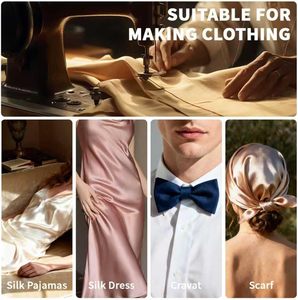 Tissu en Soie de Mûrier de Luxe 16-19 Momme, Couleur Unie, 100% Pure Soie au Mètre pour Robe, Pyjama, Projets DIY, Housse de Coussin - Product Image 4