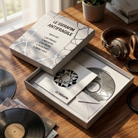 Boîte en carton rigide pour CD blanc avec insert en papier, pelliculage brillant, pour emballage de cartes-cadeaux de musicien