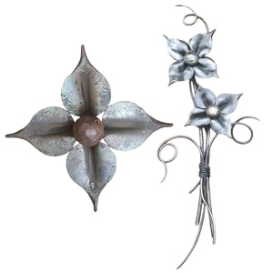 OUYA Tenture murale florale en acier forgé personnalisée Fleurs en fer Design unique pour portes d'<span class=keywords><strong>allée</strong></span> Accessoires de clôture Pression naturelle - Product Image 1