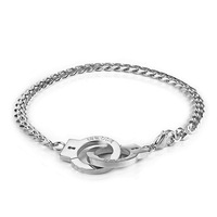 Collier de couple classique en acier inoxydable plaqué or, style rétro, avec breloques menottes pour hommes et femmes, vente en gros