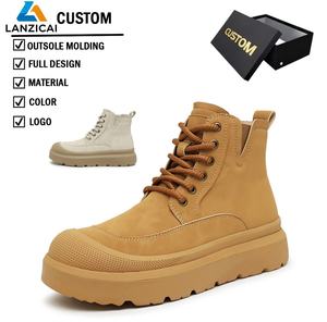 Bottes <span class=keywords><strong>Martin</strong></span> à semelle en caoutchouc de haute qualité, protection des orteils, semelle épaisse confortable, bottes décontractées à tige haute, bottes en cuir personnalisées pour hommes - Product Image 1