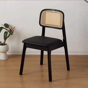 High-quality modern woven natural rattan and solid wood <b>dining</b> <b>chairs</b>, suitable for restaurants, hotels, family events, banquets - Product Image 2