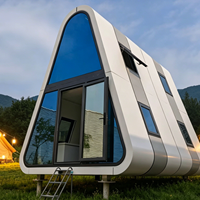 Capsule spatiale panoramique en verre et acier, maison mobile, B&B, mini-maison avec salle de bain intégrée, étanche, moderne