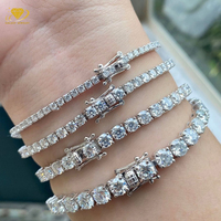 Bracelets et joncs de bijouterie fantaisie 3mm 4mm 5mm 6.5mm S925 D Color VVS Chaîne tennis en diamant Chaîne en moissanite