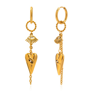 ต่างหูรูปหัวใจลายตาปีศาจ สีทอง สแตนเลสสตีล เครื่องประดับสำหรับงานปาร์ตี้ ต่างหูแฟชั่นสำหรับผู้หญิง - Product Image 5