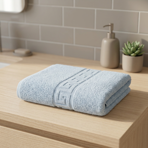 Serviette de bain en coton 100% premium, bordure à motif grec, douce, absorbante, séchage rapide, pour hôtel et maison - Product Image 2