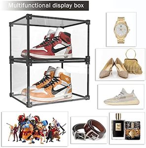 Clear Custom Foldable Stackable <b>Plastic</b> Premium Shoe <b>Box</b> <b>Storage</b> Rack for Living Room - Product Image 4