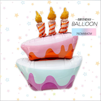 Nouveau ballon en aluminium épais pour gâteau d'anniversaire, motif crème glacée à la fraise, pour décorations de fête d'enfants, 5 couleurs, imprimé UV
