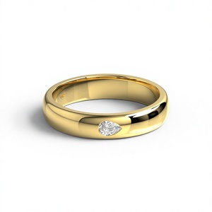 Bague de fiançailles minimaliste unisexe en or plaqué 18K 14K de luxe avec diamant de laboratoire taille poire serti en clos, alliance de mariage, bijou unisexe - Product Image 1