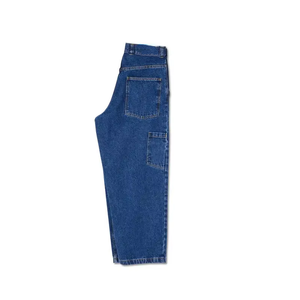 Tissu Denim épais 100% coton avec poche de rechange, broderie, taille haute, jambes fuselées, Baggy Fit, bleu foncé, Skate polaire, grand garçon - Product Image 4