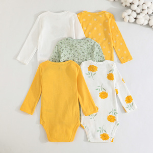 Ropa de Bebé al por Mayor, Conjuntos de Cinco Piezas de Moda, Lindos Monos Unisex con Estampado de Flores y Animales de Dibujos Animados, Tejido de Punto, Otoño - Product Image 2